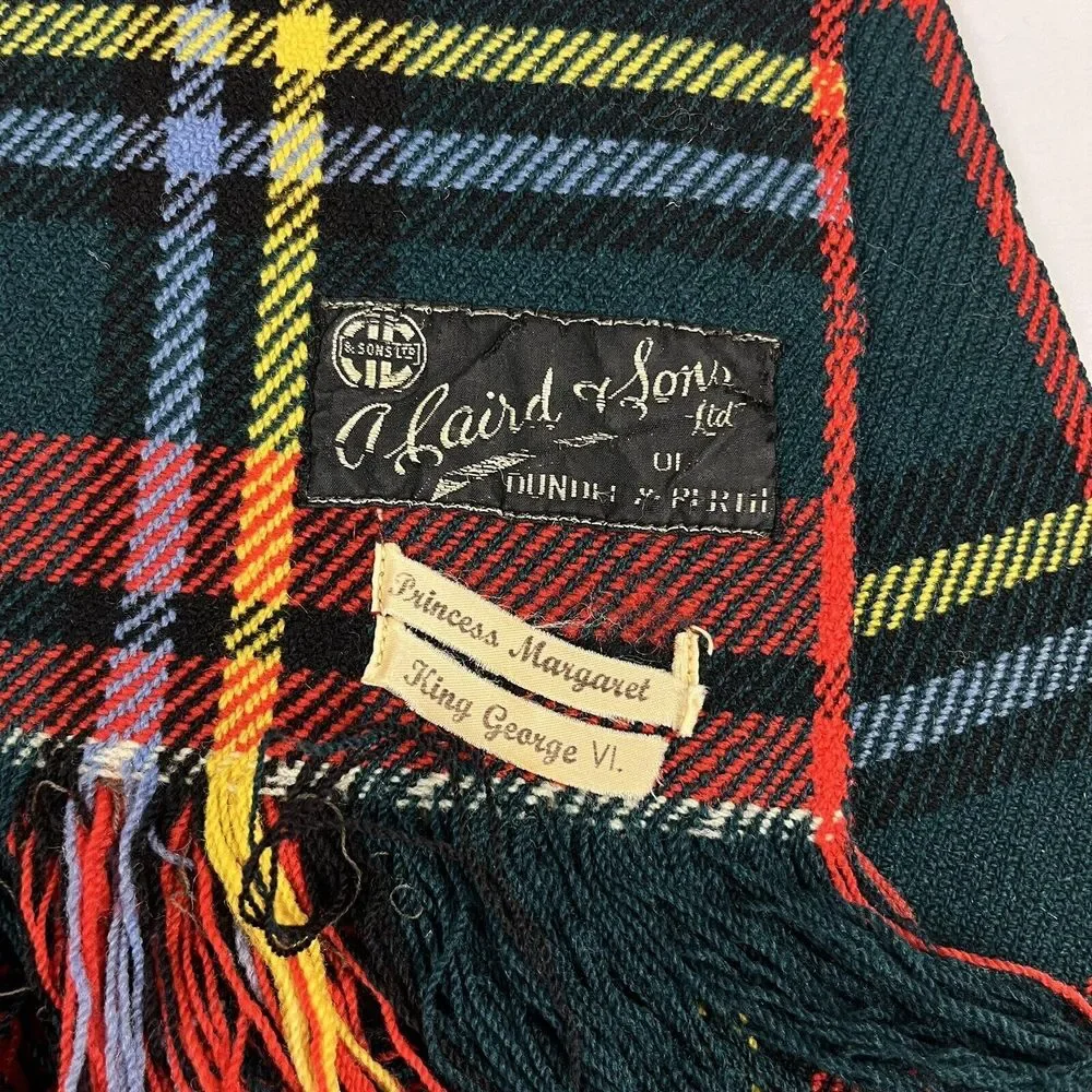 A. Laird & Sons Scottish Wool Plaid Blanket Dundee & Perth Vintage 40s 50s